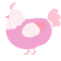 A pink and rose chicken with a head pattern