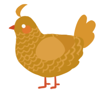 A ochre and orange chicken with a lace pattern