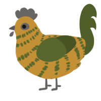 A gold and olive chicken with a bar pattern