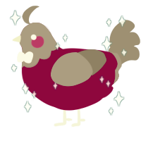 A wine and ash chicken with a head pattern