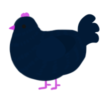 A tumblr chicken with a bar pattern