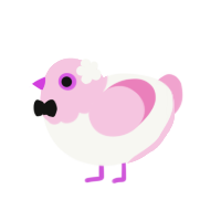 A white and pink chicken with a head pattern