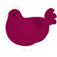 A maroon chicken with a double-lace pattern