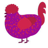 A plum and crimson chicken with a speckle pattern
