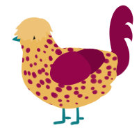 A honey and maroon chicken with a speckle pattern