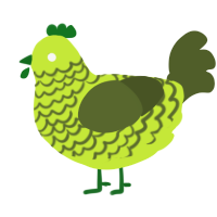 A lime and olive chicken with a lace pattern