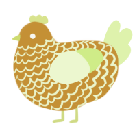 A gold and apple chicken with a lace pattern