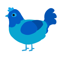 A cerulean and ultramarine chicken with a head pattern