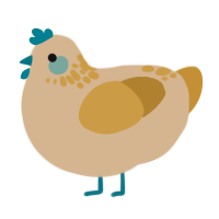 A beige and gold chicken with a neck-speckle pattern