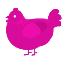 A fuchsia chicken with a neck-speckle pattern