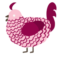 A rose and maroon chicken with a lace pattern