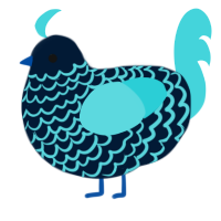 A tumblr and aqua chicken with a lace pattern