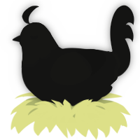 A black chicken with a head pattern