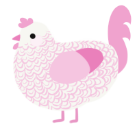 A white and pink chicken with a double-lace pattern