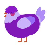 A violet and lilac chicken with a head pattern