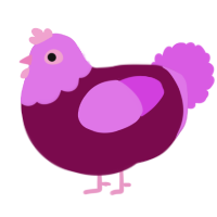 A wine and orchid chicken with a head pattern