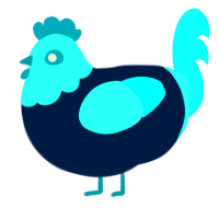 A tumblr and aqua chicken with a head pattern