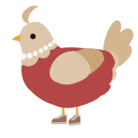 A red and beige chicken with a head pattern
