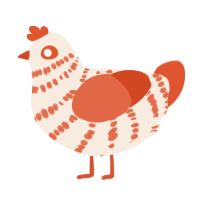 A cream and vermilion chicken with a bar pattern