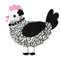 A white and black chicken with a double-lace pattern