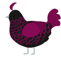 A sable and wine chicken with a lace pattern