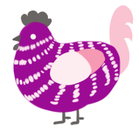 Ube, a plum and rose chicken with a bar pattern