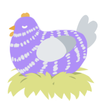 A lilac and mist chicken with a bar pattern