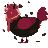A sable and maroon chicken with a head pattern