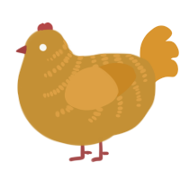 A gold and orange chicken with a half-bar pattern