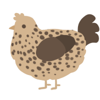 A beige and bark chicken with a speckle pattern