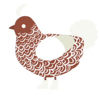 A russet and white chicken with a double-lace pattern