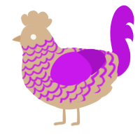 A beige and amethyst chicken with a lace pattern