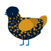 A tumblr and ochre chicken with a speckle pattern