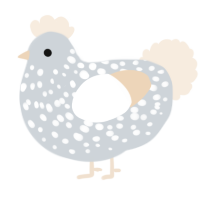 A mist and cream chicken with a speckle pattern
