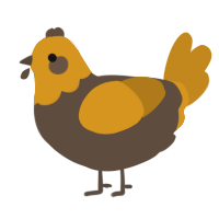 A bark and ochre chicken with a head pattern