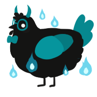 A black and teal chicken