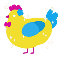 A yellow and sky chicken