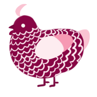 A maroon and rose chicken with a lace pattern
