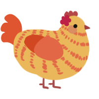 A honey and vermilion chicken with a bar pattern
