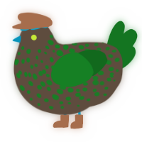 A bark and leaf chicken with a speckle pattern