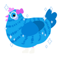 Ice Cream Swirl, a sky and sapphire chicken with a bar pattern