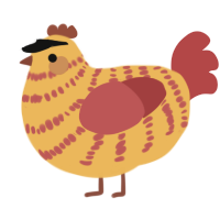 A honey and red chicken with a bar pattern