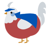 A red and mist chicken with a head pattern