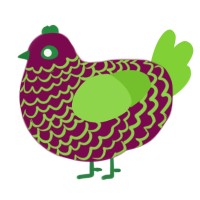 A wine and grass chicken with a lace pattern