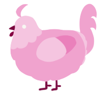 A pink chicken with a head pattern