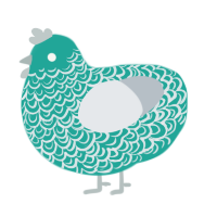 A turquoise and mist chicken with a double-lace pattern