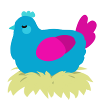 A cerulean and fuchsia chicken