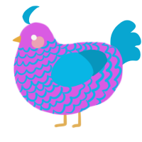 A orchid and cerulean chicken with a lace pattern