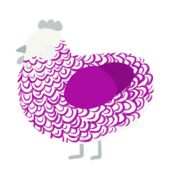 A white and plum chicken with a double-lace pattern