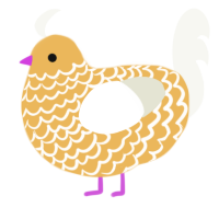 A honey and white chicken with a lace pattern